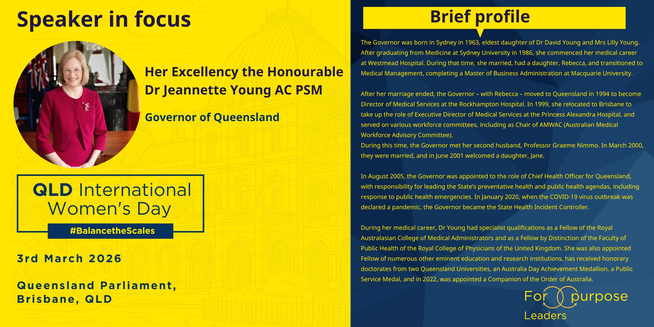 Her Excellency the Honourable Dr Jeannette Young AC PSM, Governor of Queensland